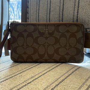Coach double zip wristlet wallet